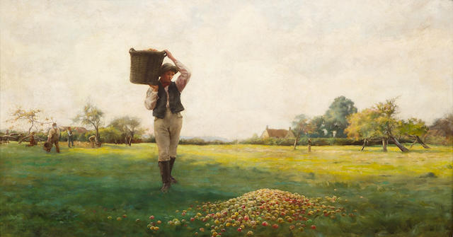 Henry Strachey (British, born 1863) The apple harvest 30 x 50in (76.2 x 127cm)