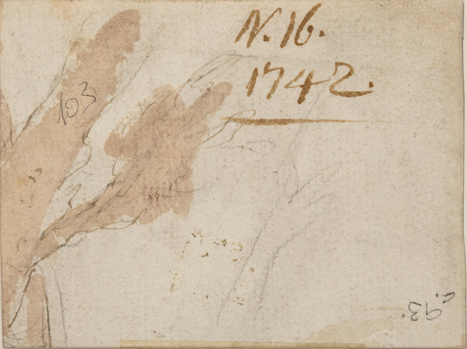 Attributed to Giovanni Battista Tiepolo (Italian, 1696-1770) A study of a grotesque 4 3/4 x 3 3/4in (12 x 9.5cm) unframed