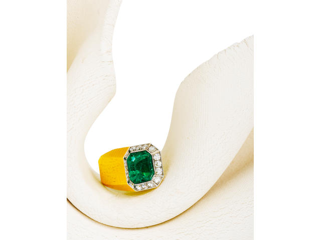 An emerald and diamond ring, Andrew Grima,