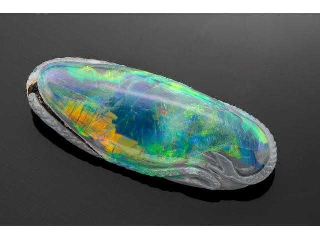 Published Piece: Historic Carved Black Opal together with the book "The Story of the Gems"
