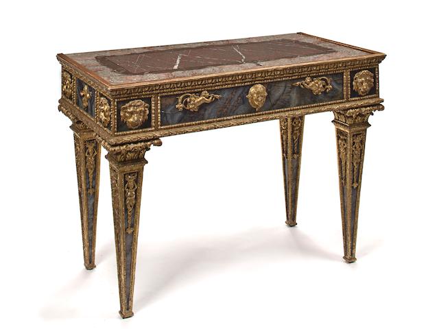 An Italian Neoclassical giltwood and verre &#233;glomis&#233; console