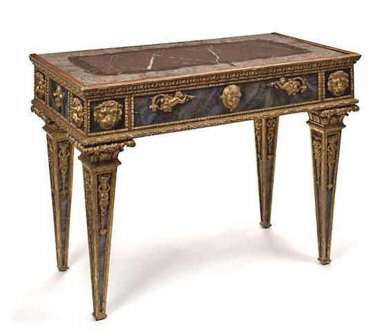 An Italian Neoclassical giltwood and verre &#233;glomis&#233; console