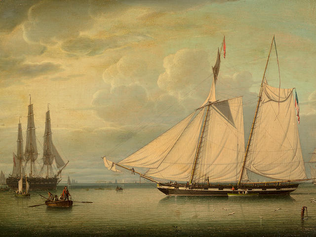 Robert Salmon (British, 1775-1845) The American Revenue Schooner  16-1/2 x 24-1/4 in. (41.9 x 61.6 cm.)