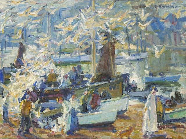 E. Charlton Fortune (1885-1969) Scavengers, St. Ives, 1922 12 x 16in (overall: 17 1/2 x 21 1/2in)