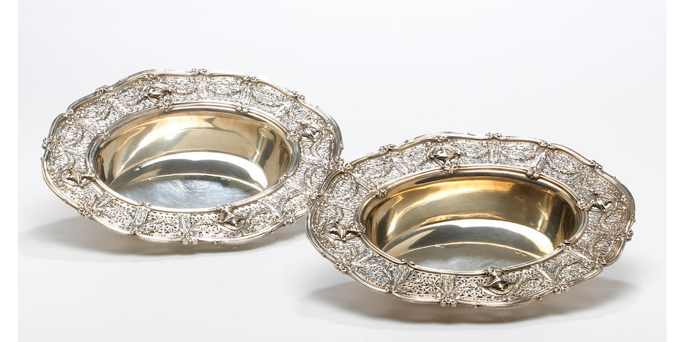 Sterling Adam pair open vegetable dishes by Shreve & Co.