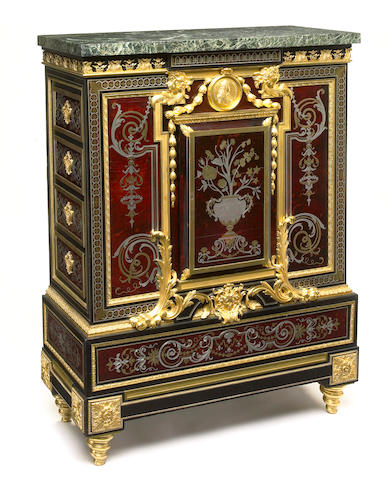 A fine Louis XIV style gilt bronze, pewter, and tortoiseshell mounted ebonized premi&#232;re partie meuble d'appui Paul Sormani after a model by Andr&#233; Charles Boulle (1642-1732) fourth quarter 19th century