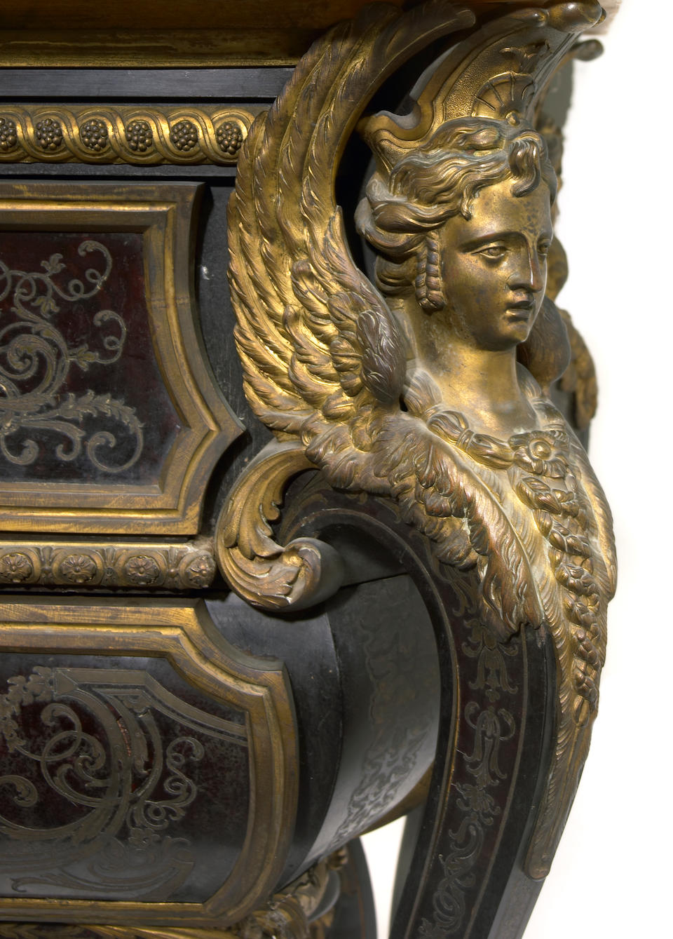 A superb Louis XIV style gilt-bronze mounted cut brass and tortoiseshell ebonized  commode mazarine  Joseph-Emmanuel Zwiener after a model by Andr&#233;-Charles Boulle (1642-1732) fourth quarter 19th century