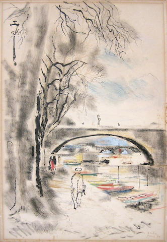 Emilio Grau Sala (Spanish, 1911-1975) Canal scene, 1950 22 1/2 x 15 1/4in