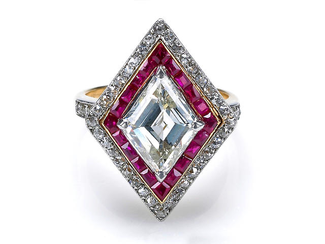 An art deco diamond and ruby ring, Tivol,
