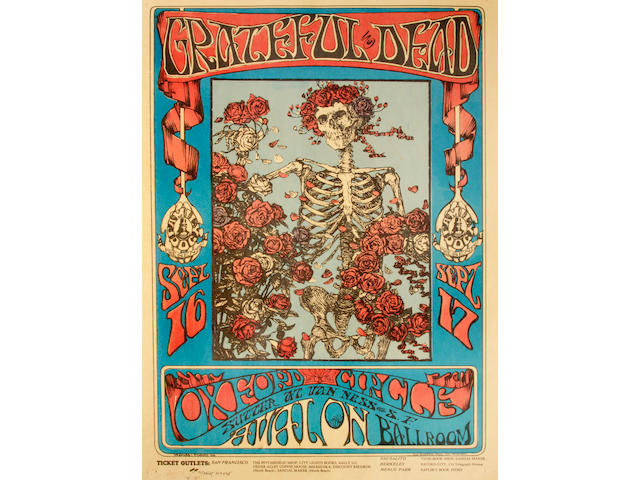 A Grateful Dead first printing concert poster signed by Alton Kelley and Stanley Mouse, 1966