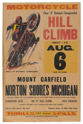 Bonhams An Original Class A National Hill Climb Poster 1940s