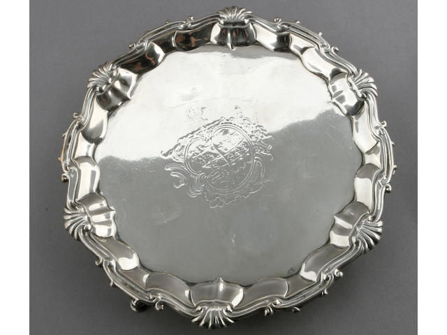 George II silver tripod salver by William Peaston