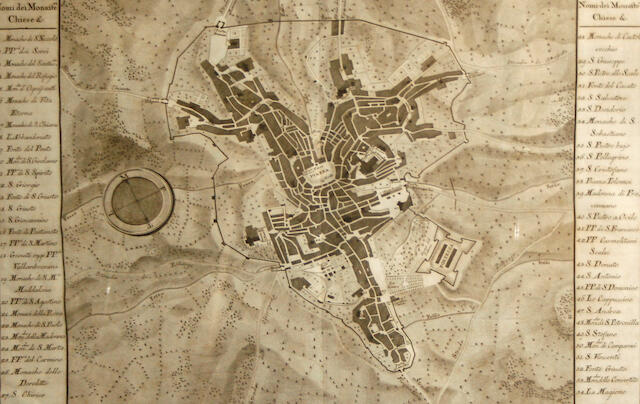 Bonhams Francesco Fontani Publisher 1748 1818 Map Of Pianta Della Citta Di Siena From Il Viaggio Pittorico Della Toscana Siena Pianta