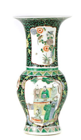 A pair of Chinese famille noire vases