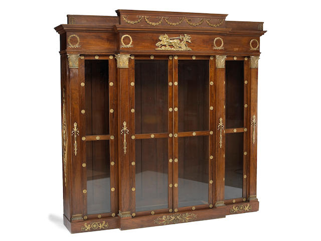 An Empire style gilt bronze mounted mahogany biblioth&#232;que fourth quarter 19th century
