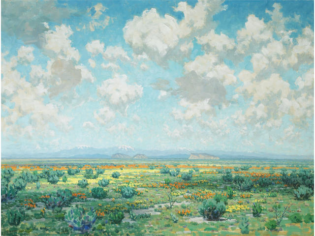 Granville Redmond (American, 1871-1935) High desert in bloom 30 1/4 x 40 1/4in