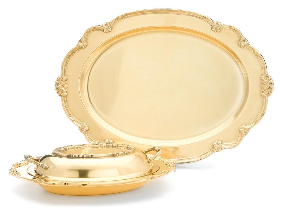 A gilt flatware set 1847 Rogers Bros.  Ancestral, monogrammed: D