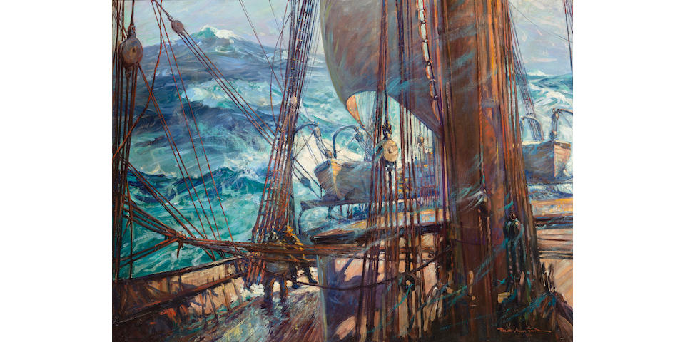 Frank Vining Smith (American, 1879-1967) Turbulence at sea 30 x 40 in. (76.2 x 101.6 cm.)