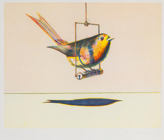 Bonhams : Wayne Thiebaud (American, born 1920); Bird on a Swing, from ...