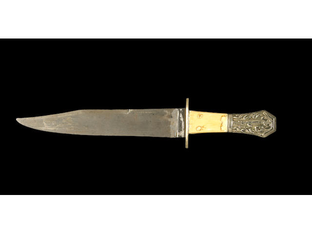 A rare alligator hilted bowie knife by Woodhead & Hartley