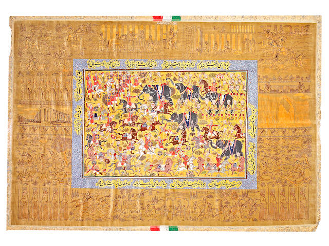A silk Qum carpet Central Persia size approximately 6ft. 7in. x 9ft. 11in.