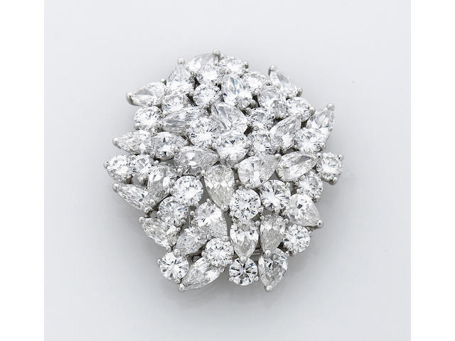 A diamond cluster brooch