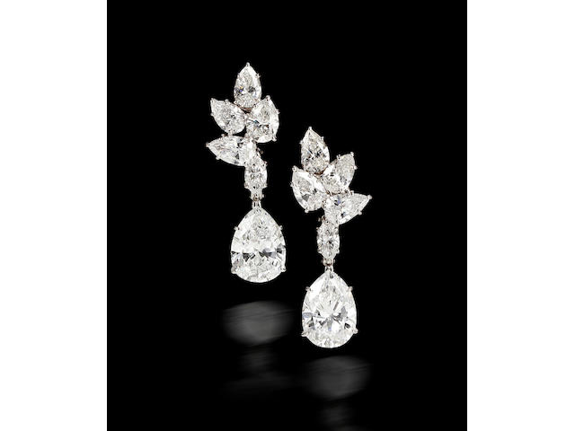 A pair of diamond pendant earrings, Harry Winston,