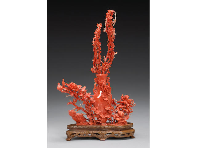 A carved coral branch 20th century