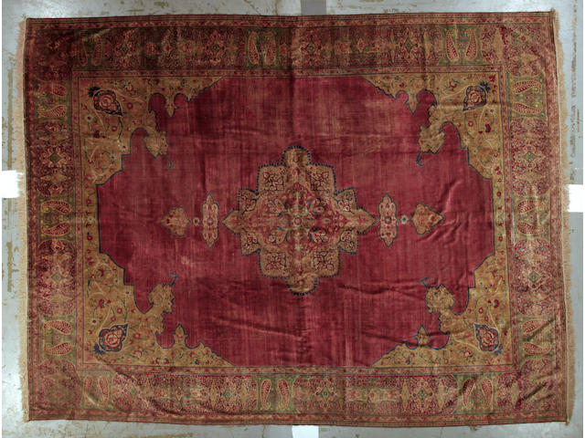 A Hadji Jalili Tabriz silk carpet Northwest Persia size approximately 10 ft. 6in. x 13ft. 10in.