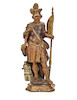 Thumbnail of A Continental carved and polychromed limewood figure of St. Florian Tyrolean, 18th century image 1