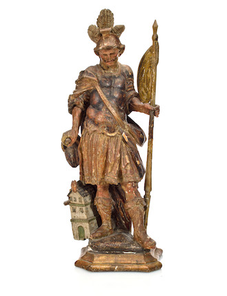 A Continental carved and polychromed limewood figure of St. Florian Tyrolean, 18th century image 1