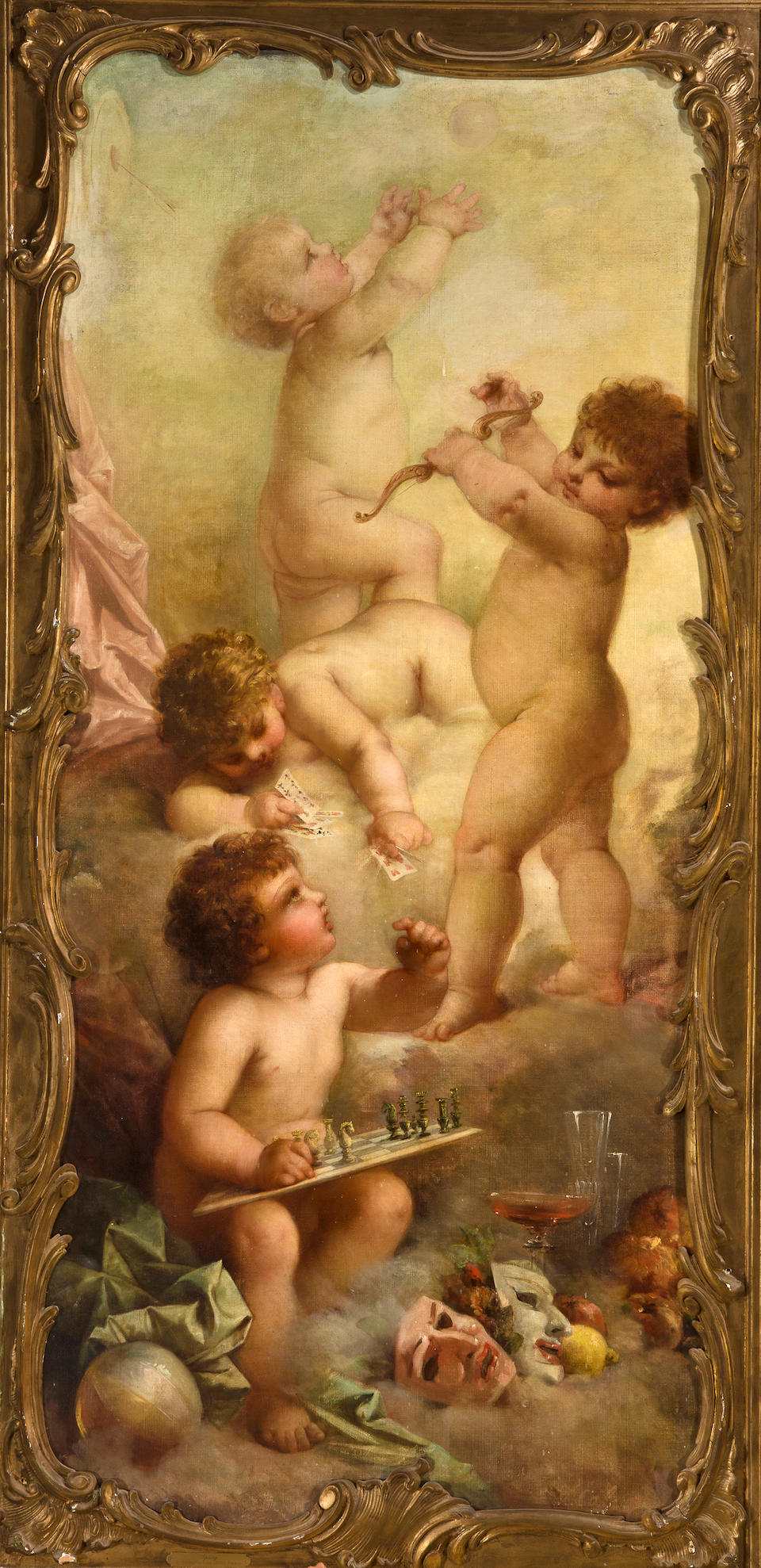 Josephine Calamatta (French, ?-1893) The four seasons 86 x 45in (218.5 x 114cm) each (4)