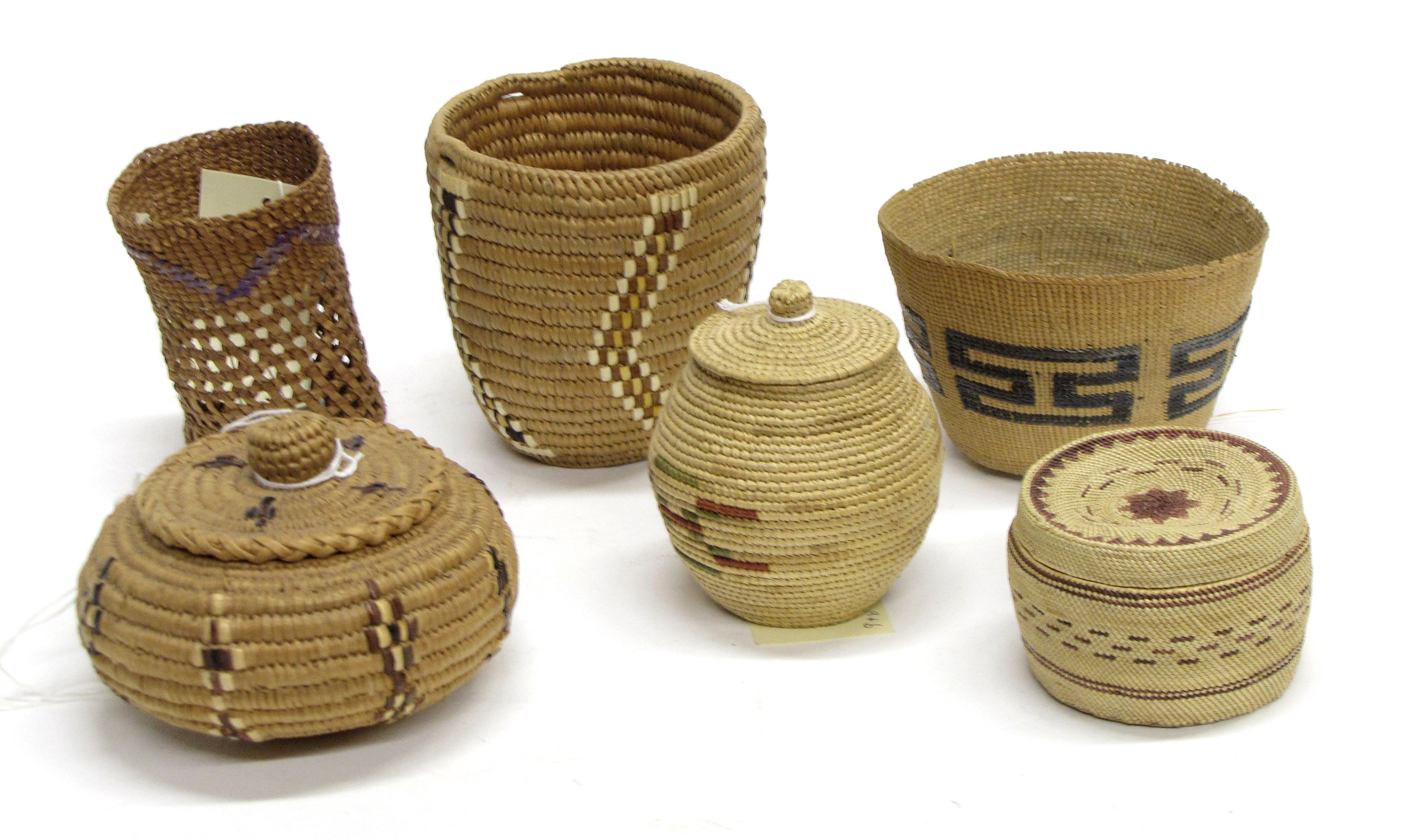 Six small Northwest baskets