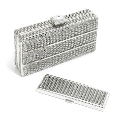 Bonhams : A silver and pewter crystal purse with stripes together with ...