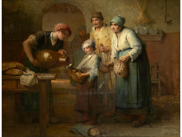 D&#233;sir&#233; Fran&#231;ois Laug&#233;e (French, 1823-1896) Pouring the first wine 45 3/4 x 59 1/2in