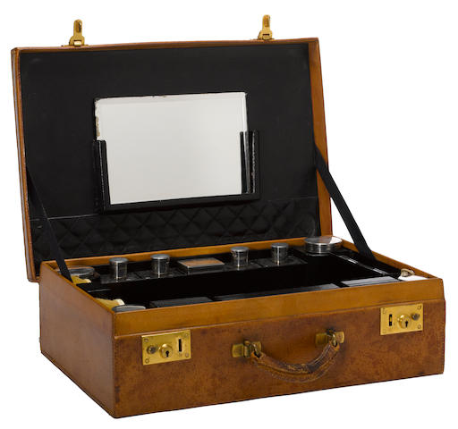 A gentleman's leather dressing case