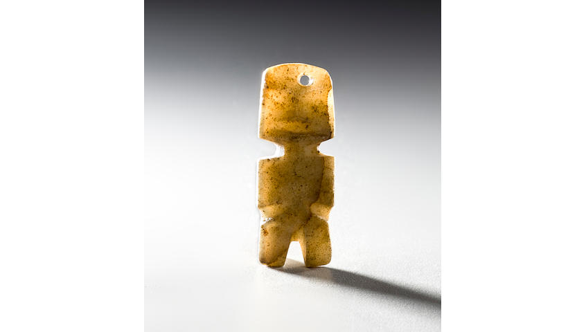 Important and Rare Mezcala Standing Stone Figure, Type K, Late Preclassic, ca. 300-100 B.C.