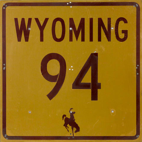 A Wyoming Interstate 94 road sign,