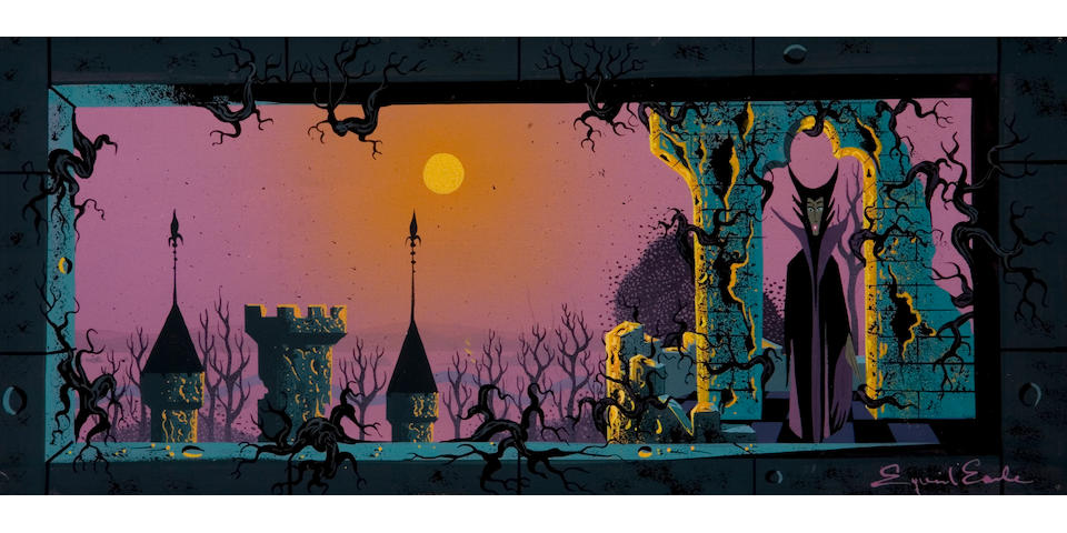An Eyvind Earle concept painting from Sleeping Beauty