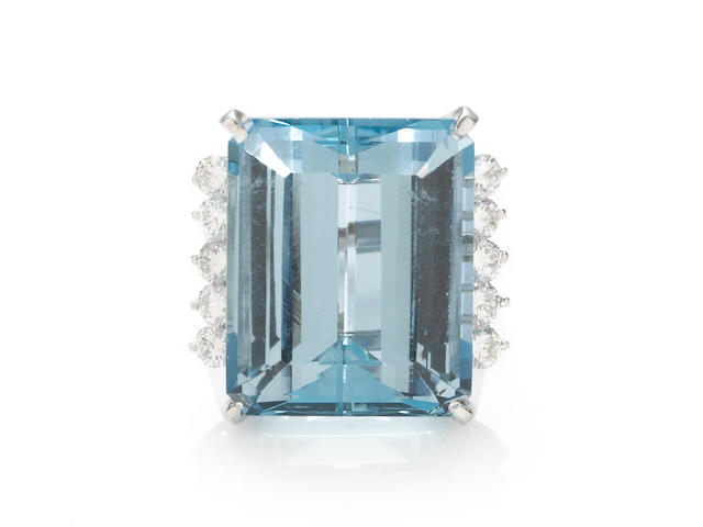 An aquamarine and diamond ring, Cartier