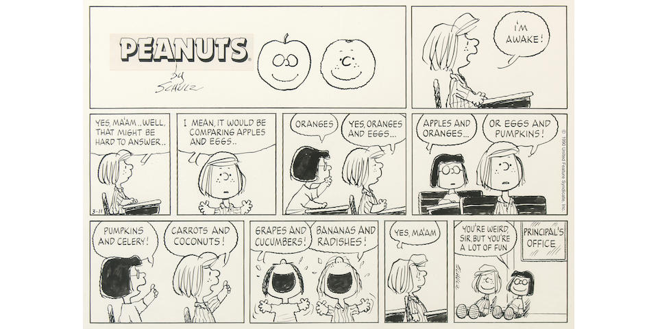 A Charles Schulz Peanuts Sunday page