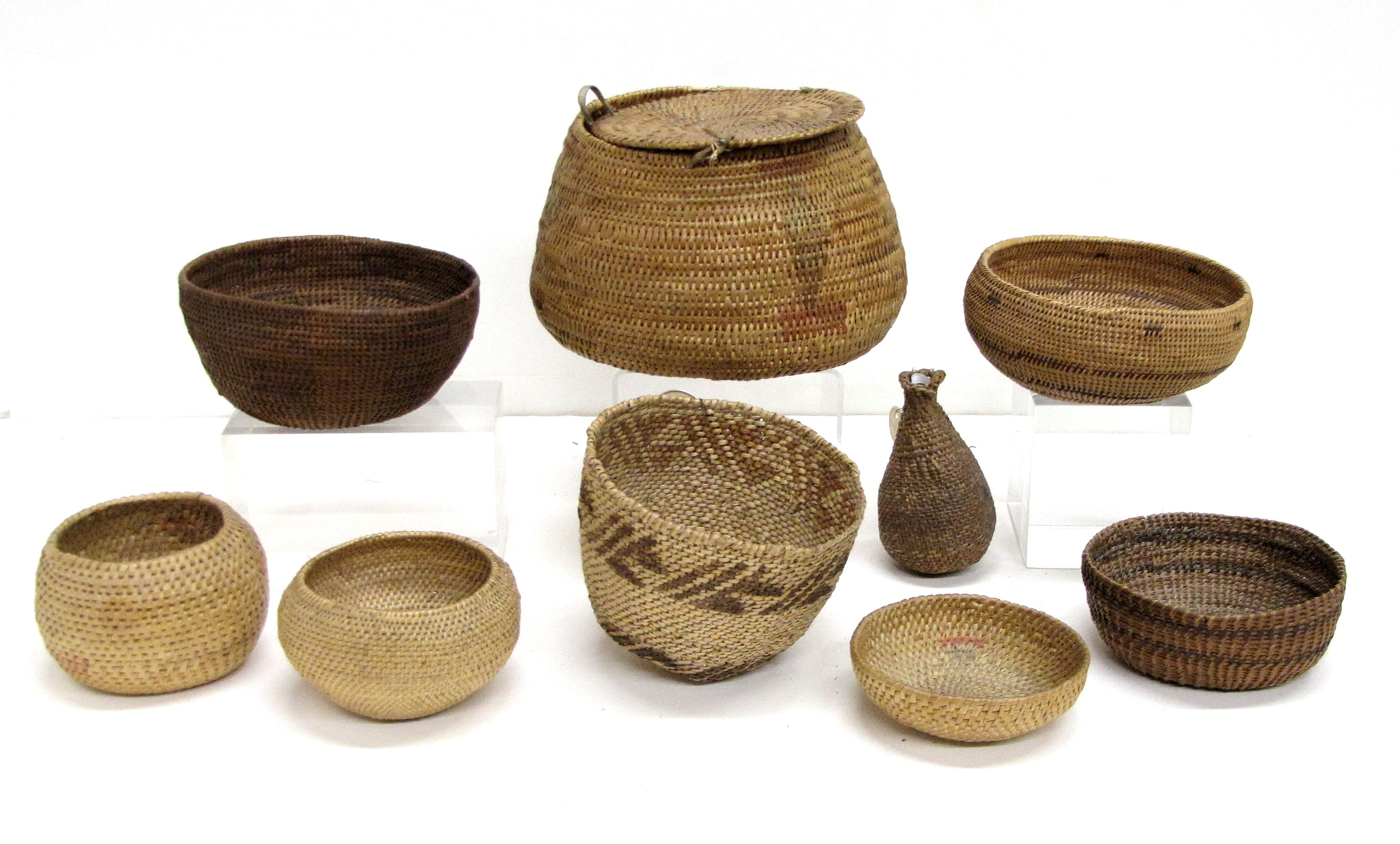Nine Paiute baskets