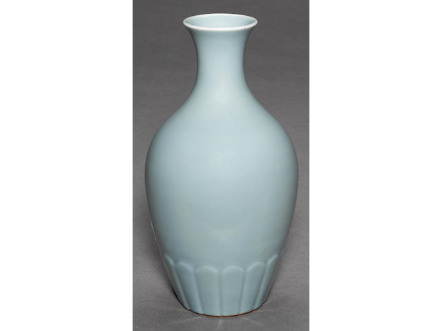 A sky-blue glazed porcelain vase Yongzheng mark
