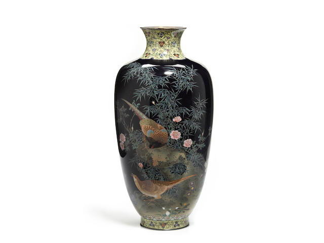 A fine cloisonne enamel vase By the workshop of Hayashi Kodenji (1831-1915), late 19th century