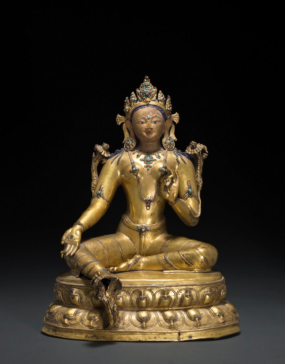 A gilt copper alloy figure Syamatara Tibet, 14th century