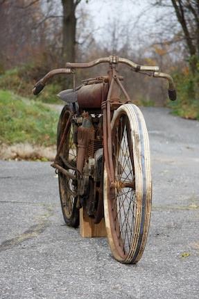 From the first year of 61ci Big Twin's production, in unrestored and original condition,1915 Indian 61ci Board-Track Racing Motorcycle Engine no. 74G762 image 5