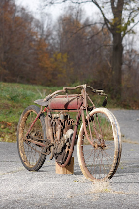 From the first year of 61ci Big Twin's production, in unrestored and original condition,1915 Indian 61ci Board-Track Racing Motorcycle Engine no. 74G762 image 4