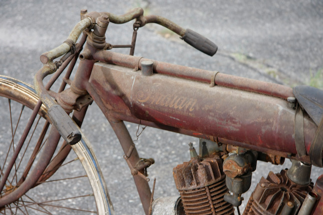 From the first year of 61ci Big Twin's production, in unrestored and original condition,1915 Indian 61ci Board-Track Racing Motorcycle Engine no. 74G762 image 10