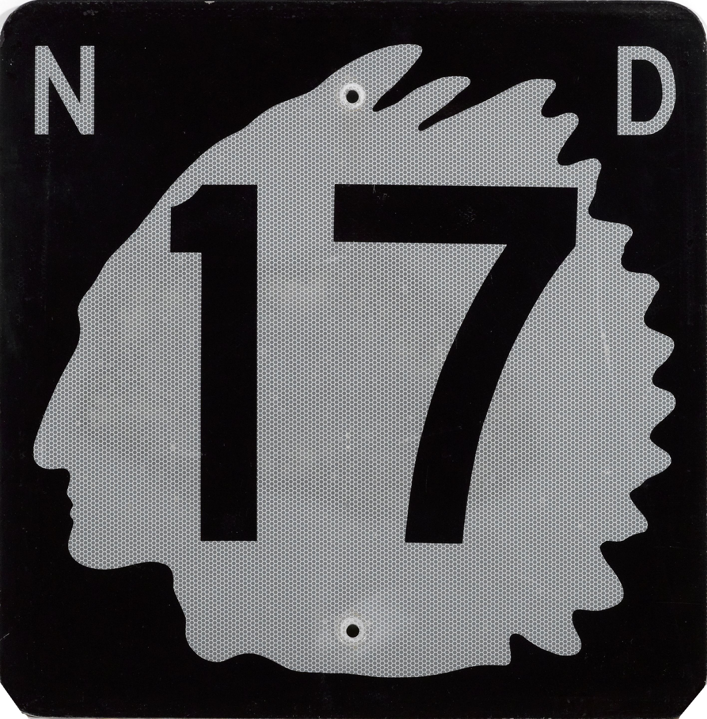 Bonhams Cars : A North Dakota State Highway 17 road sign, 1970's