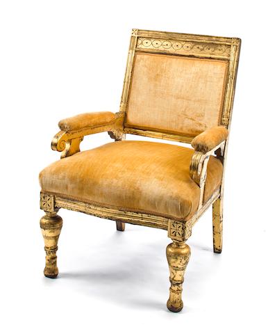 A Regency style giltwood armchair in the manner of Thomas Hope early 20th century